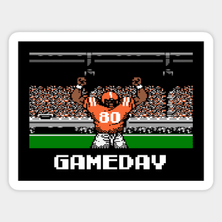 Orange and White Football Gameday Retro 8 Bit Linebacker Sticker